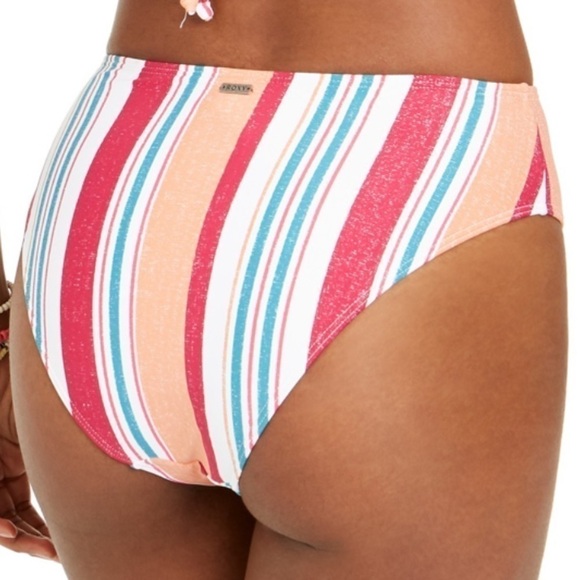 Nwt Roxy STRIPE Juniors' Striped High-Waist Bikini Swimsuit - M - Picture 4 of 10